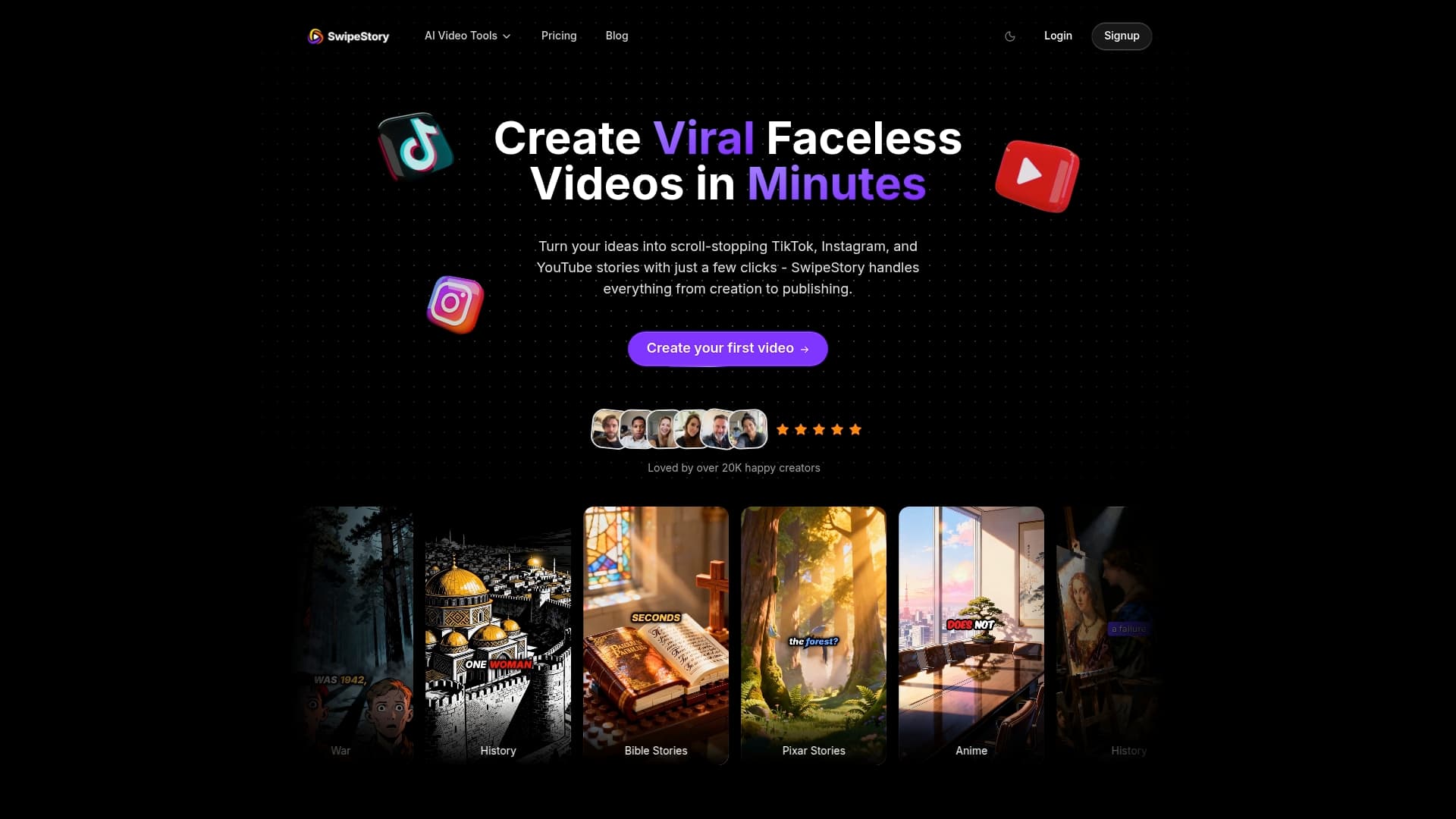 SwipeStory AI video workflow preview