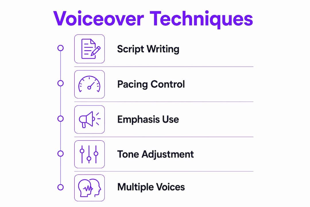 Infographic depicting voiceover storytelling techniques