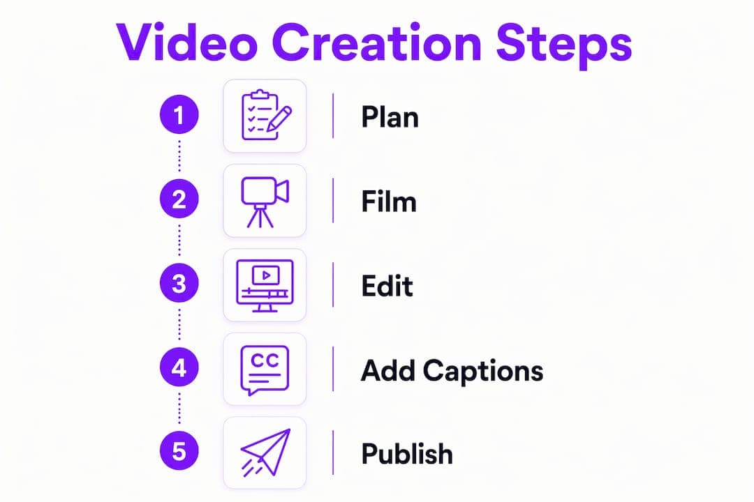 Infographic showing key video creation steps