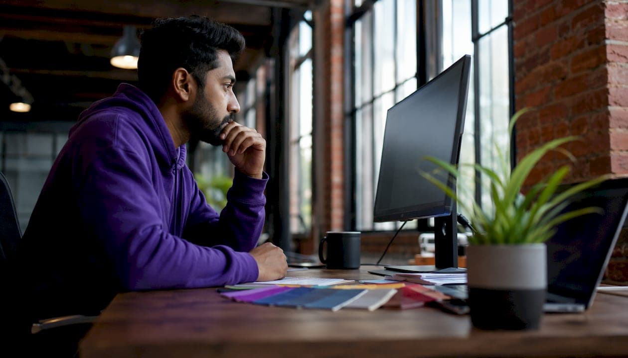 Person reviewing video script on screen
