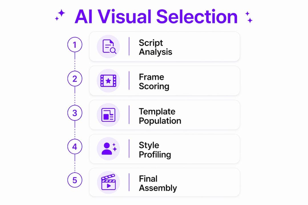 Infographic showing AI visual selection process steps
